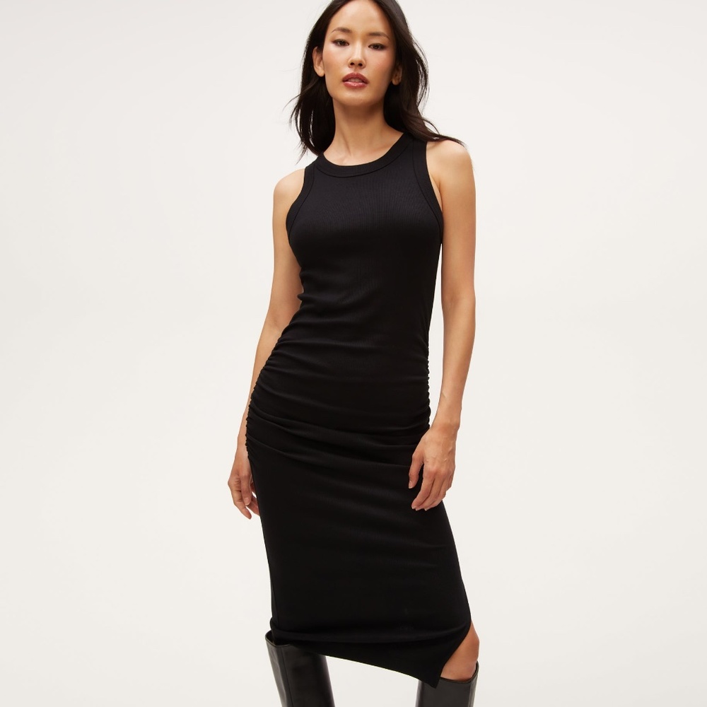 NWT Black Michael Stars Wren Knit Ribbed Tank Mini Dress